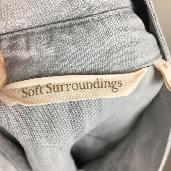 Soft Surroundings Gray Chambray Short Sleeve Button Dwon XS - Picture 8 of 8